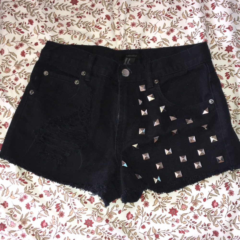 Studded Black Shorts